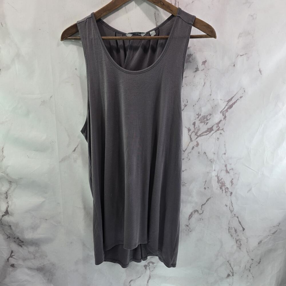 Athleta Tank Top Womens Medium Gray Purple Ultimate Crossback Criss Slouchy